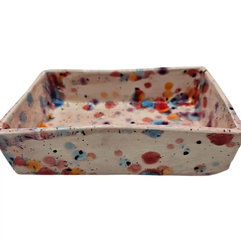 Pink Pottery Splatter Glaze Dish