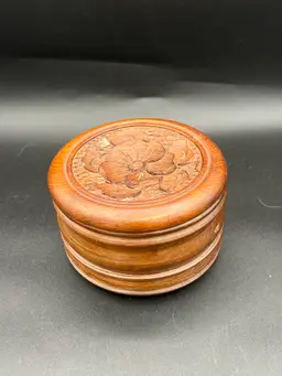 Hand Carved Wooden Trinket Box READ