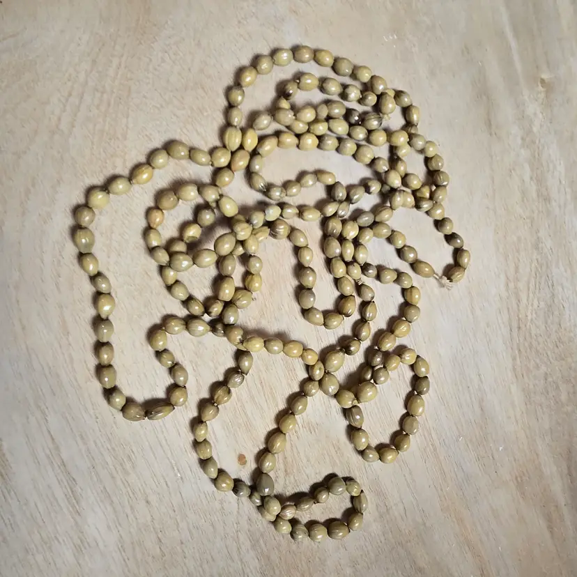 Vintage Job's Tears seed necklace natural tan 42" strand
