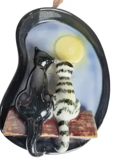 Rare Hummel & Goebel Wall Hanging West Germany Ceramic Two Cats Moon Gazing