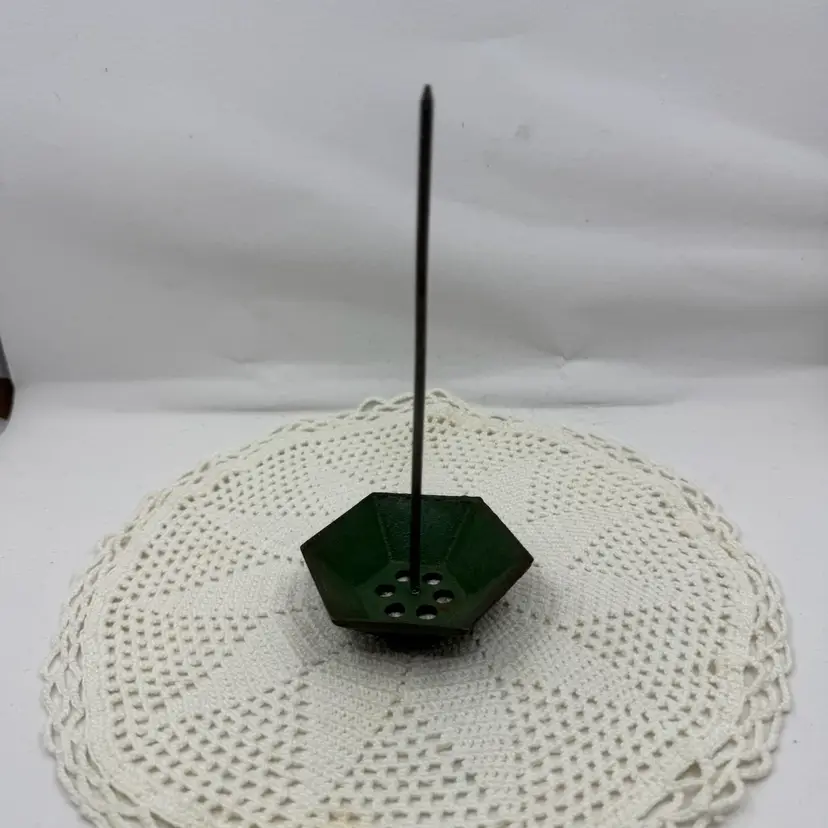 Antique green cast iron hexagonal desk spike
