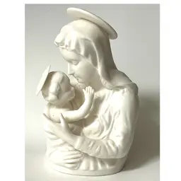 Madonna & Child White Ceramic Religious Christmas Decor Figurine Nightlight