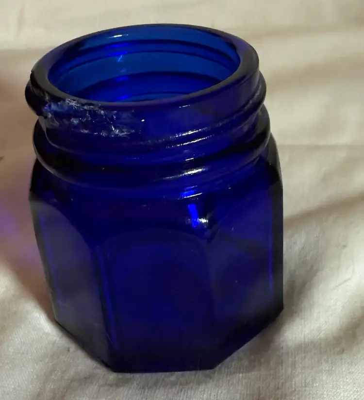 Vintage Cobalt Blue Glass Jar Noxema No Lid