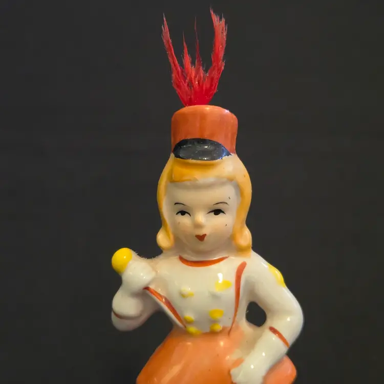 Porcelain Majorette Marching Band Figurine 1950s Japan made 4½" Tall Vintage