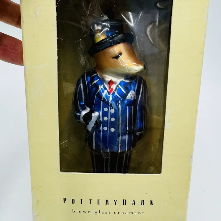 Pottery Barn Donner Reindeer Blown Glass Ornament Christmas Retired In Box