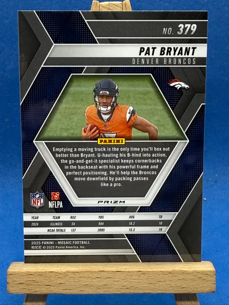 2025 Mosaic Pat Bryant RC Red White SP Denver Broncos A84