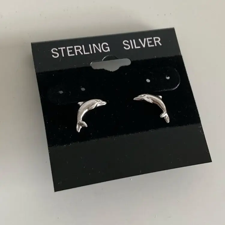 Vintage Sterling Silver Dolphin Earrings