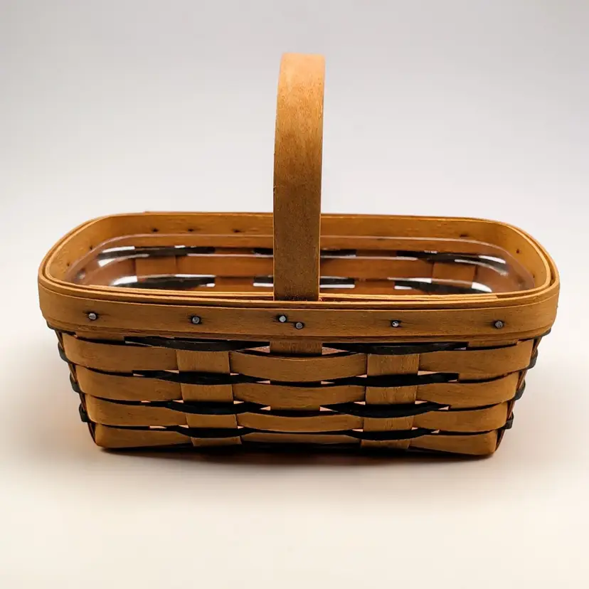 Vtg LONGABERGER Blue Small Chore Basket and Protector 1995 Signed RKC