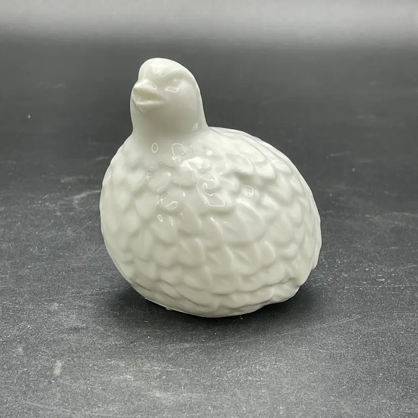 White Ceramic Quail Bird Figurine Vintage
