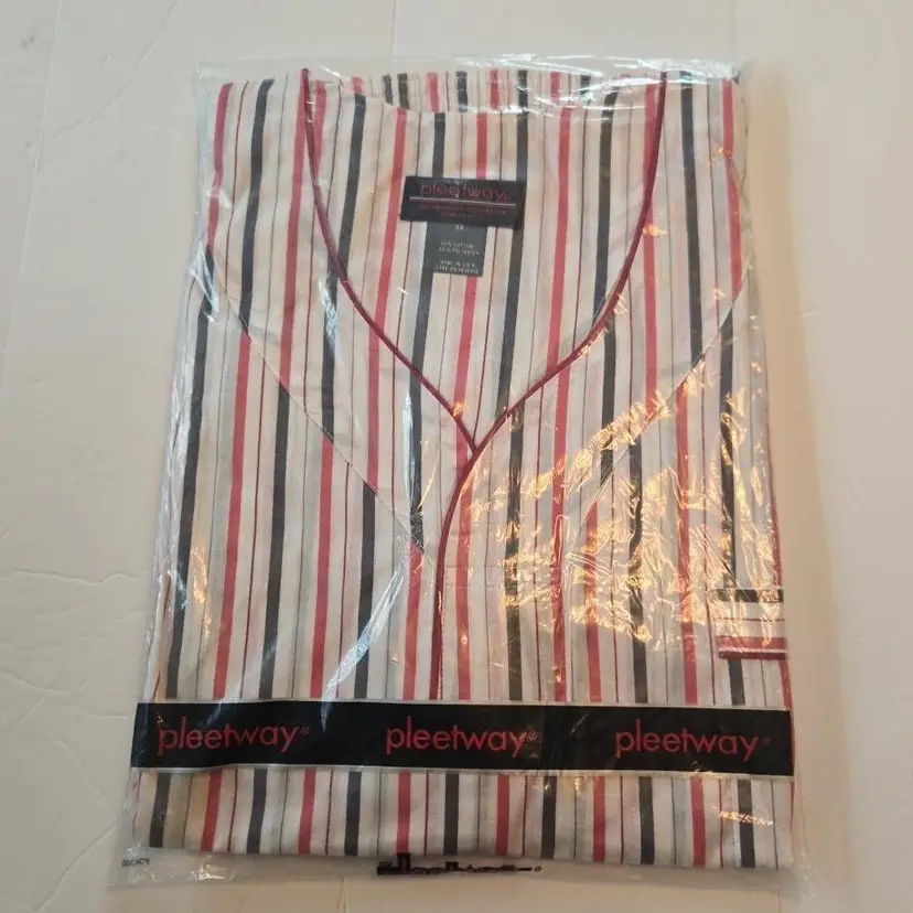 Vintage Pleetway Mens 3XL 2pc Pajama Set Pullover Long Sleeve/Elastic-Snap Pants