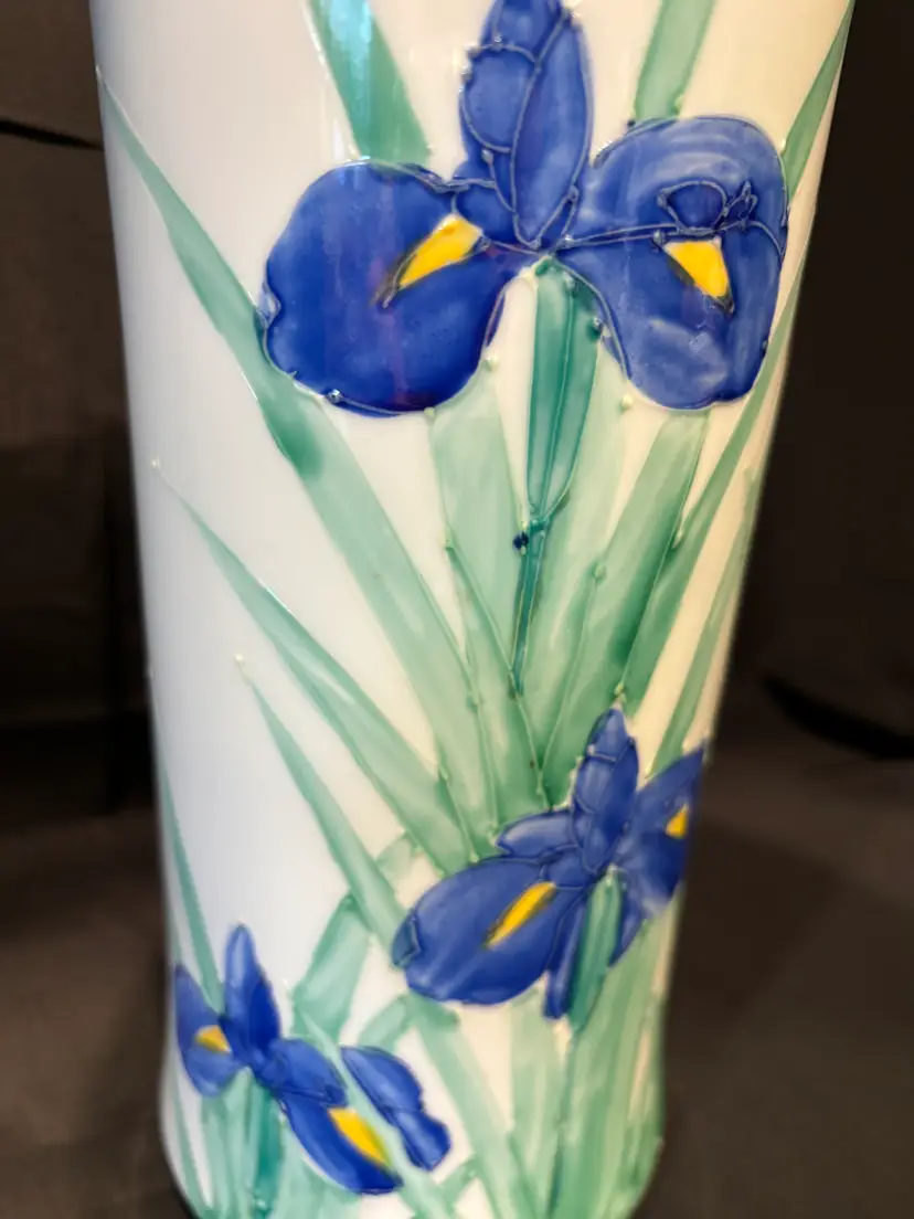 Vintage Takahashi “Irises” Hand painted Vase