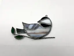 Black Capped Chickadee Bird Slag Glass Suncatcher