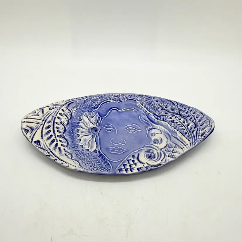 Studio Art Pottery Trinket Dish Hawaiian Woman Hula Girl Artist Signed 7.5"