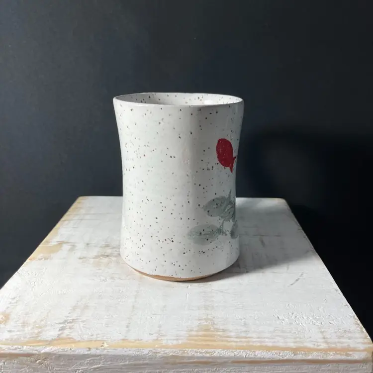 Studio Pottery Coffee Mug W/fish