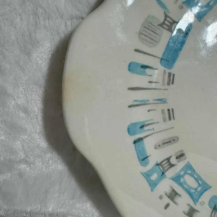 Mid-Century Modern Atomic Starburst Ceramic Platter