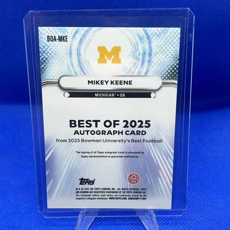 Mikey Keene 2025 Bowman Best U Blue Refractor Auto Michigan Wolverines
