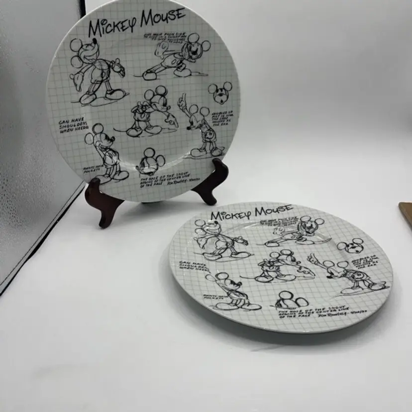 Disney Mickey Mouse 90 Years of Magic Sketchbook 10.5" Dinner Plates (2)