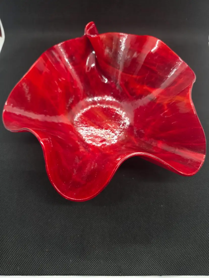 Red Art glass bowl