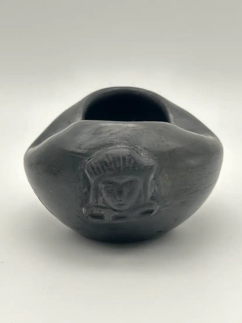 Vintage Oaxaca Black Pottery Ashtray Bowl - Signed Lahya Mexico