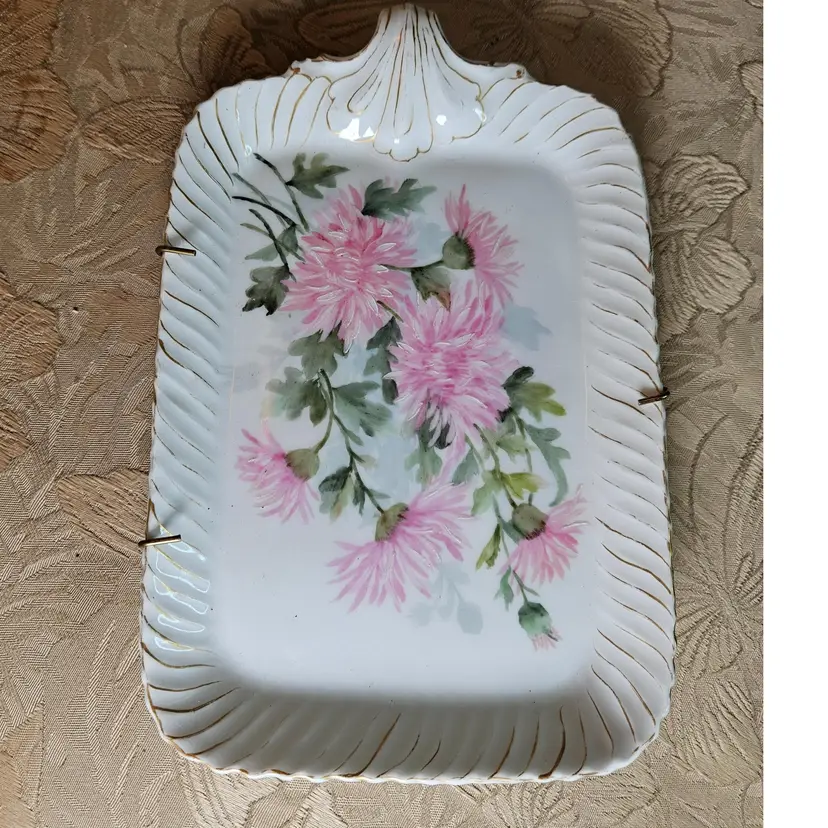 Vintage Floral Porcelain Trinket Dish Decorative Plate.