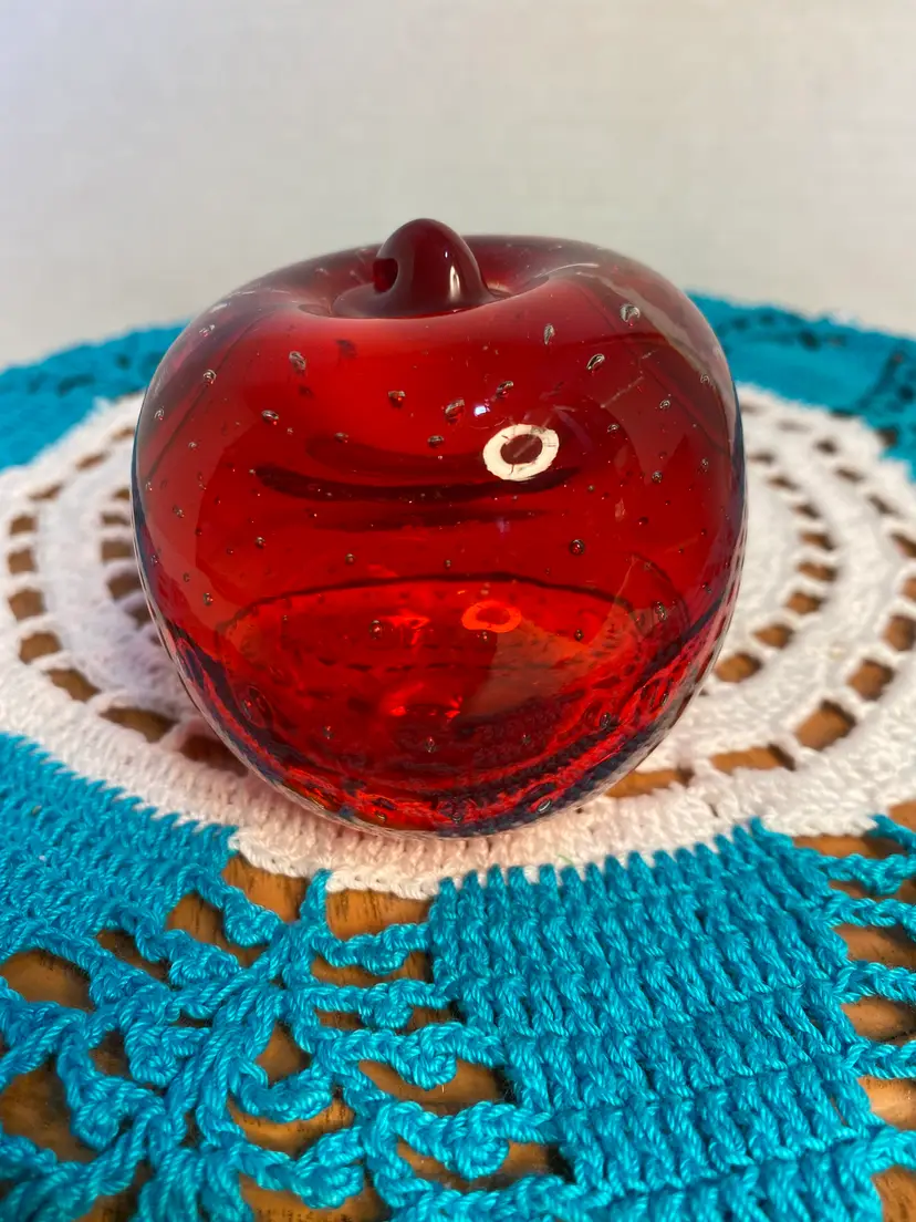 Studio Blown Glass Apple Paperweight