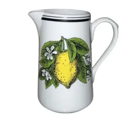 French Porcelaine d’Auteil Pitcher With Lemons French Restaurant Ware 5.25”