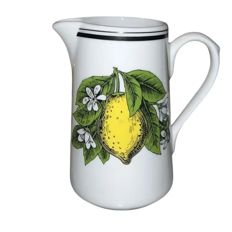 French Porcelaine d’Auteil Pitcher With Lemons French Restaurant Ware 5.25”