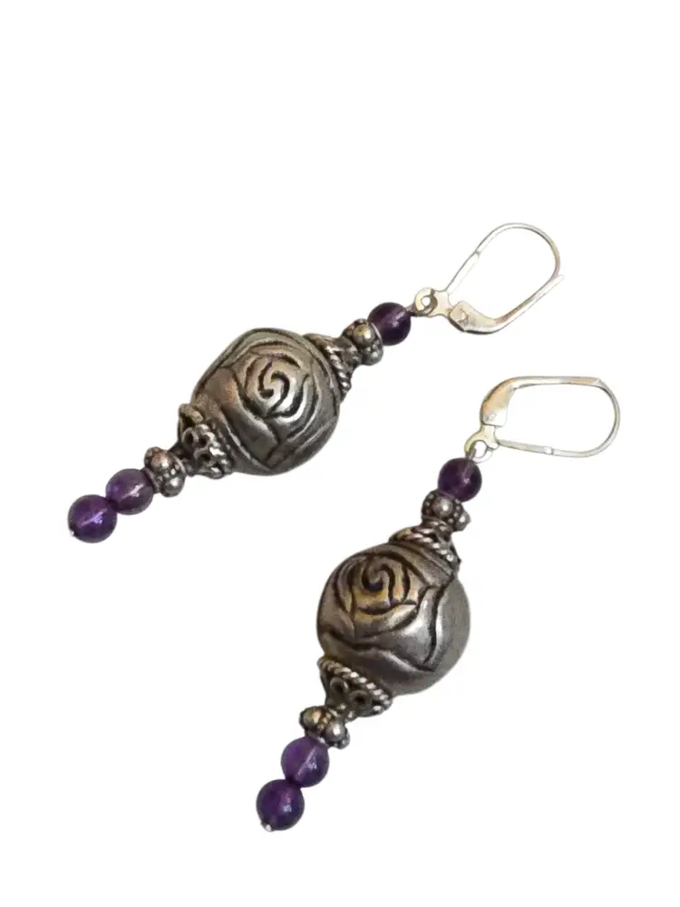 Pierced Flower Beaded Pierced Earrings (A9476)