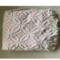 Twin Size Pink Chenille Bedspread Blanket 60” X 89”