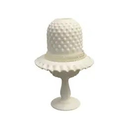 Fenton 3 Piece Milk Glass Hobnail Fairy Lamp 9”x 6”