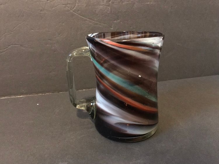 Handblown Swirl Sooner Glass Style Mug With Applied Clear Handle