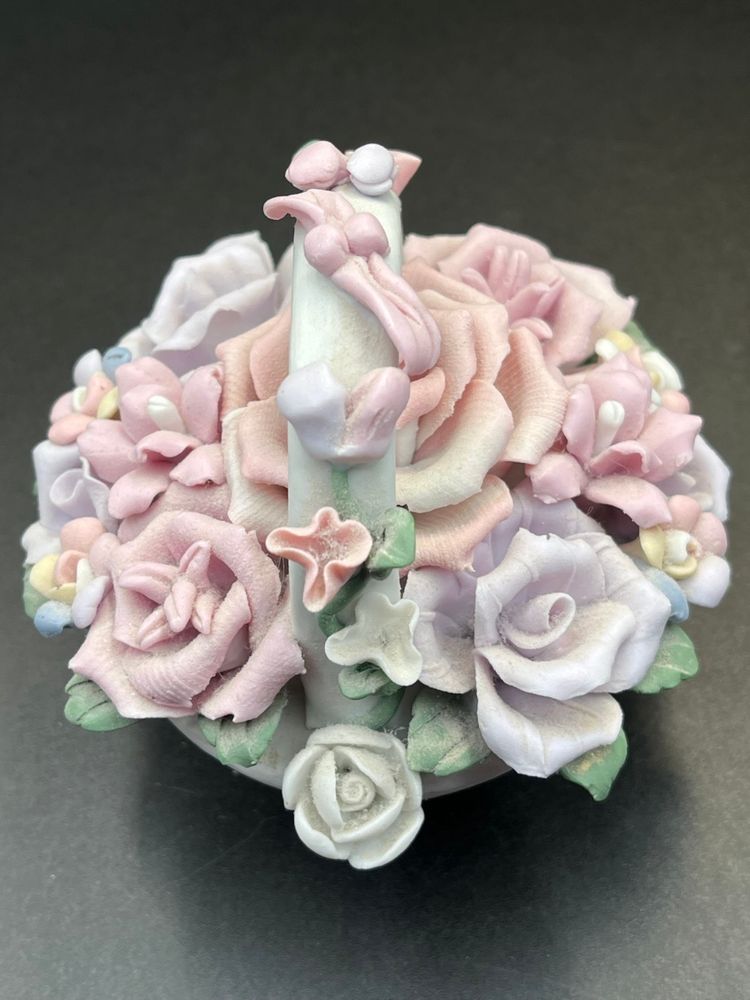 Capodimonte-Style Porcelain Flower Basket
