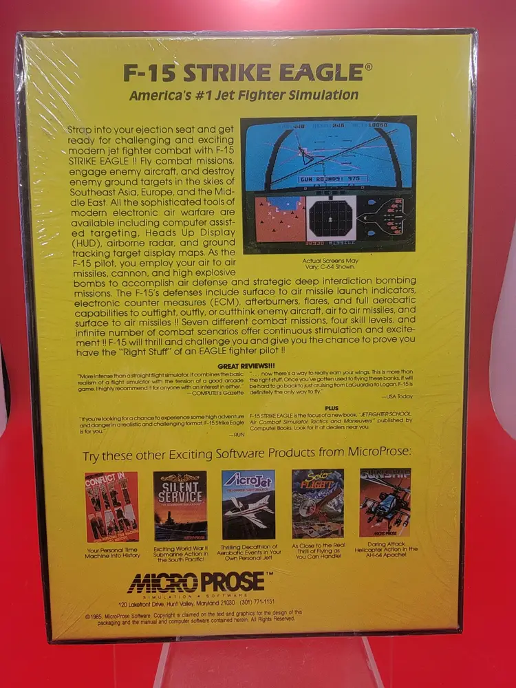 F-15 Strike Eagle Atari 400/800/XL/XE 1985 Micro Prose Brand New/Sealed!