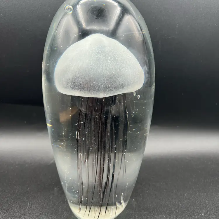Stunning Tall Jellyfish Glowy Paperweight 8.5”