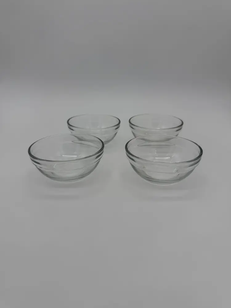 Shrimp Cocktail / Sauce/ Serving Bowls Vintage Clear Glass Set Of 4 -Small Stack