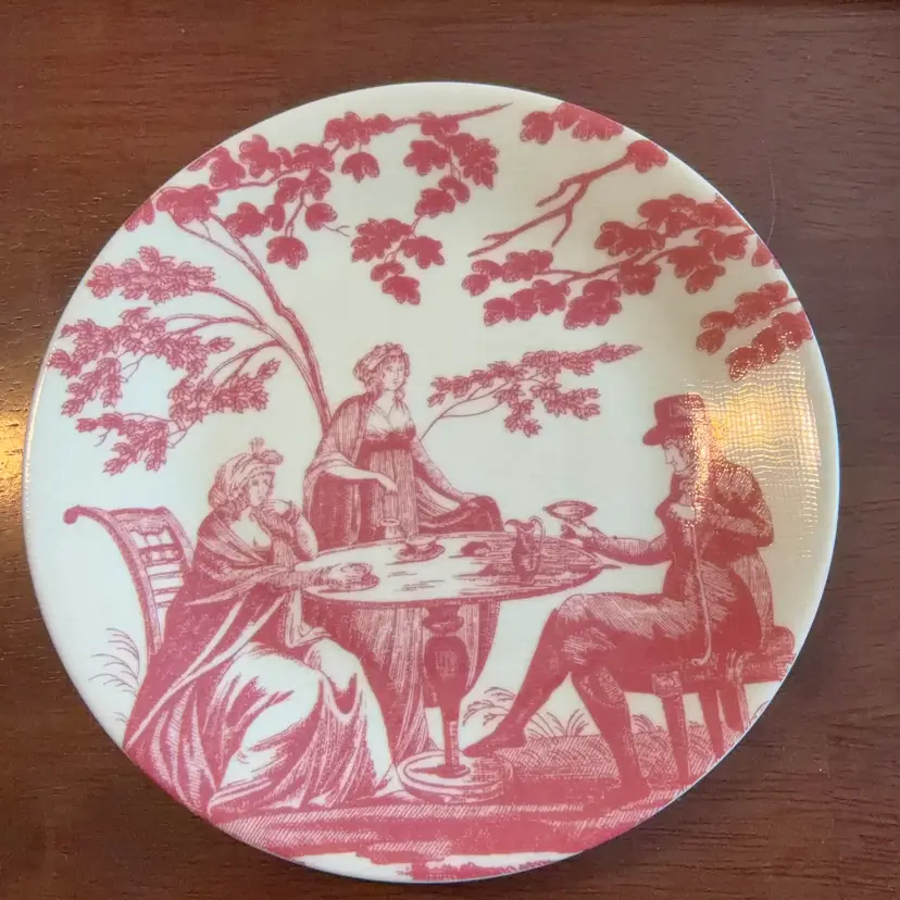 Philippe Deshoulieres Limoges Toile de Jouy transferware plate. 6”