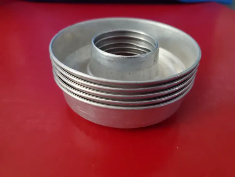 5 Vintage Silver Color Aluminum Jello / Donut Mold Rings 3.75" Round