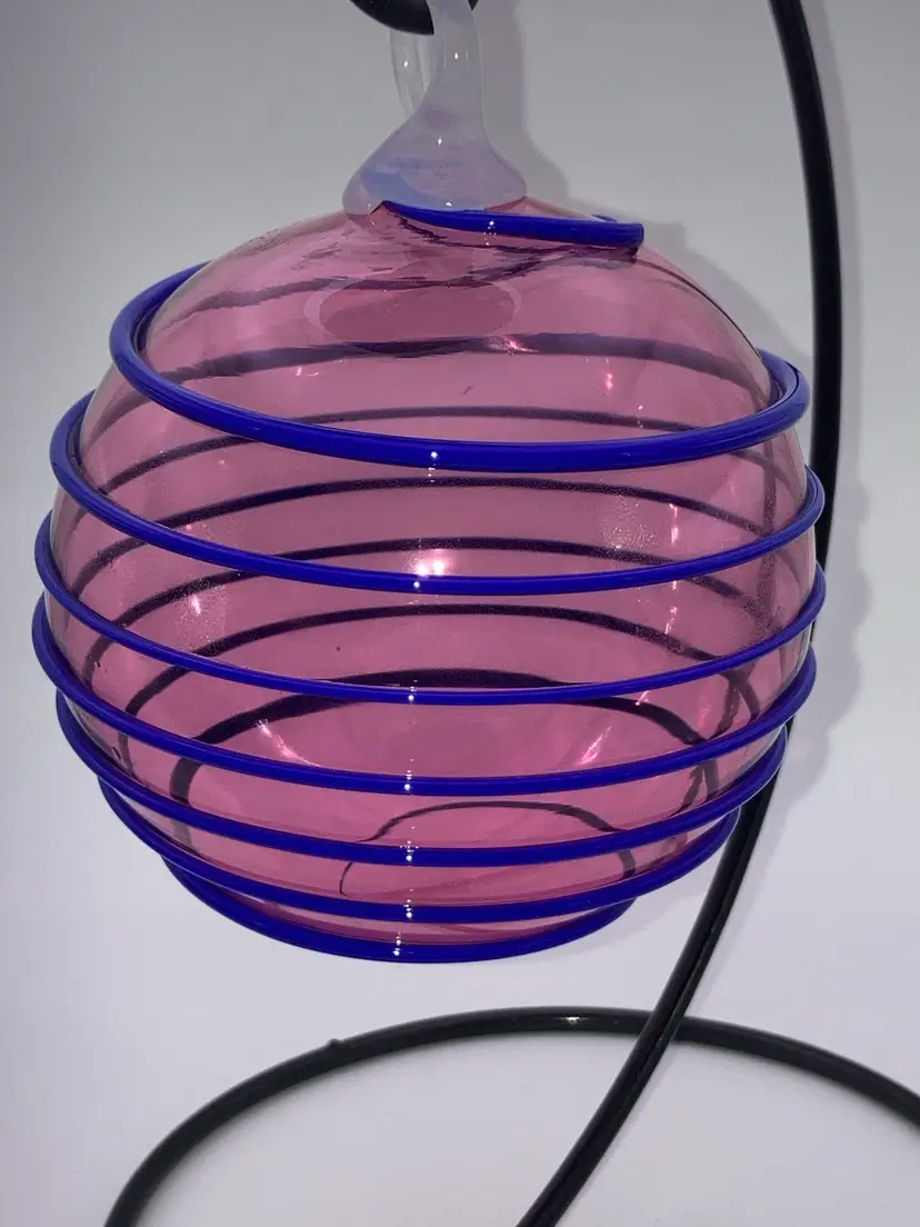 Vintage Signed “Sonja 96” Sonja Blomdahl Glass Orb 4 1/2” Tall 3” Wide! Minimal Wear To Glass Bands! See Pics! Priced accordingly! Stand NOT Included!