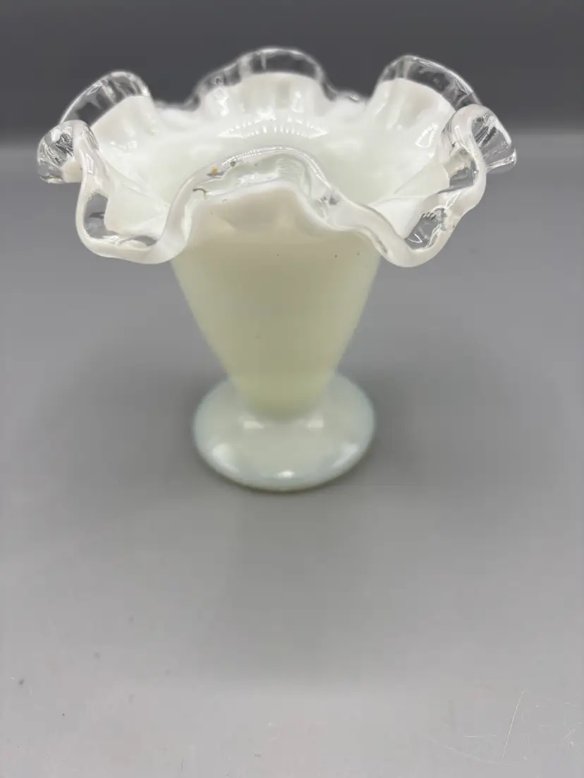 Fenton silver crest milk glass trumpet