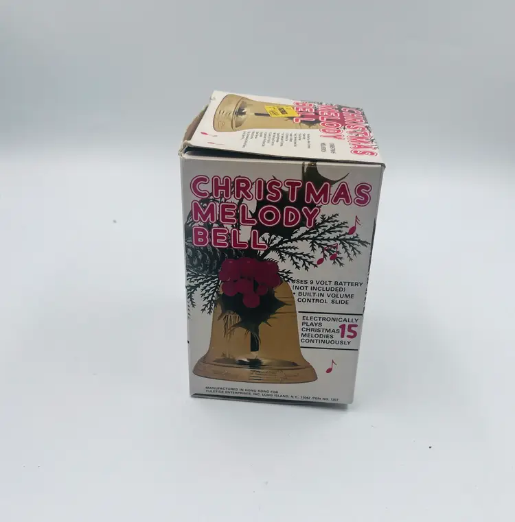 Vintage Christmas Melody Bell - Plays 15 Holiday Tunes - Works - Boxed, 1980s - Made in Hong Kong