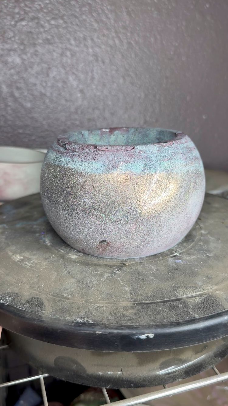 Subtle sparkle cement pot