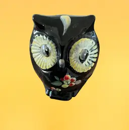 Vintage Fenton HP Onyx Glass “Hooty” Owl Figurine 3” x 3”