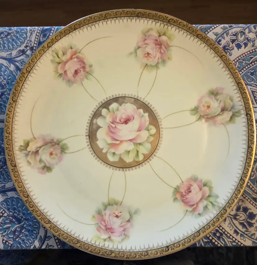1895-1910 PM Moschendorf Handpainted 12" Bavarian Cabinet Plate