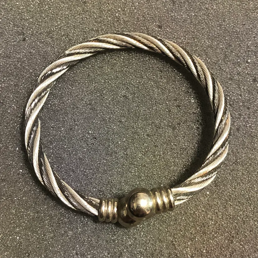 Vintage Silver-Tone Adjustable Twisted Cable Cuff Bracelet