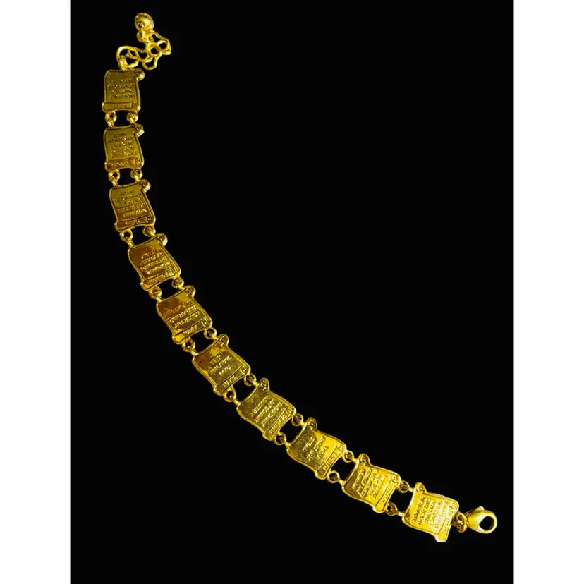 Vintage Gold Tone 10 Commandments Bracelet Adjustable 7” - 8”