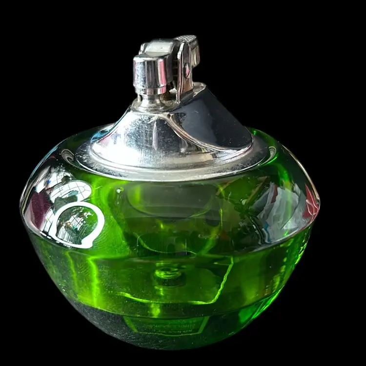1960s Vintage Viking Glass Table Lighter - Green