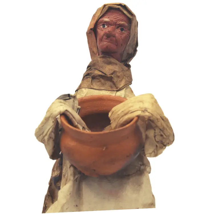 Vintage Mexican Cartonería Villager Figurine Paper Mache Sculpture Boho Folk Art