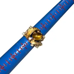 14K HGE (Gold plated) Size 6 Tigers Eye Rings CZ Stones Vintage