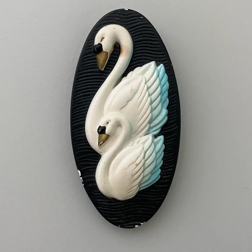 Vintage 1965 Miller Studio Swan Wall Hanging Chalkware Decor