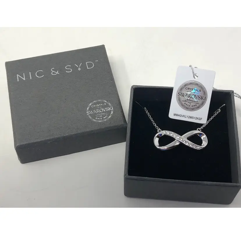 Nic & Syd Silver Tone Swarovski Infinity Necklace 18"